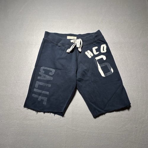 VTG Hollister Sweat Shorts Mens Sz M Navy Blue Fleece Surf Beach Y2K Drawstring