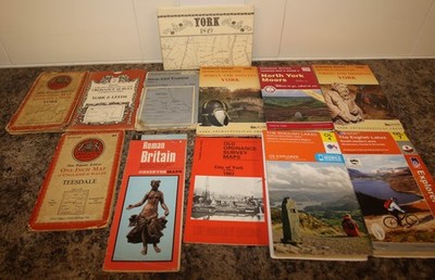 12 Vintage Maps Ordnance Survey North York Moors English Lakes old damaged Leeds
