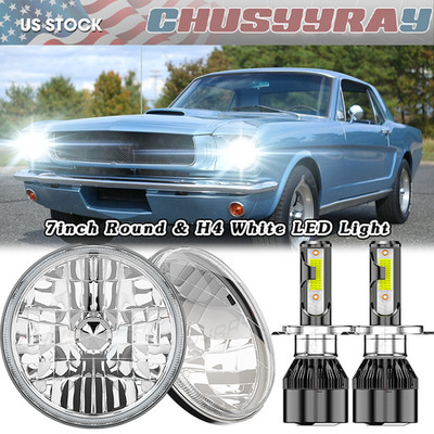 FitS GMC C15/C25 1975-1978 Pair 7''inch Round LED Headlights DRL High&Low Beam