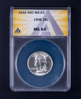 1936 Washington Quarter 25c ANACS MS63 WB319