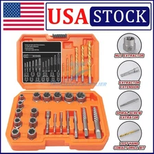Screws Bolt Extractor Set W/Drill Bit Kit Lug Nut Extraction Sockets 26PCS