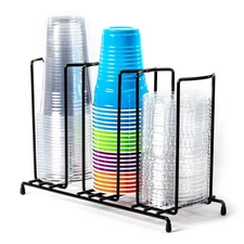 Wire Frame Cup and Lid Organizer, 3 Compartment Metal Rack Design Storage Hol...