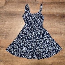 Vintage Y2K Navy Floral Mini Byer Too Dress Size 9