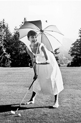 Audrey Hepburn Playing Golf Photo Poster, Unframed Poster Wall Art Decor