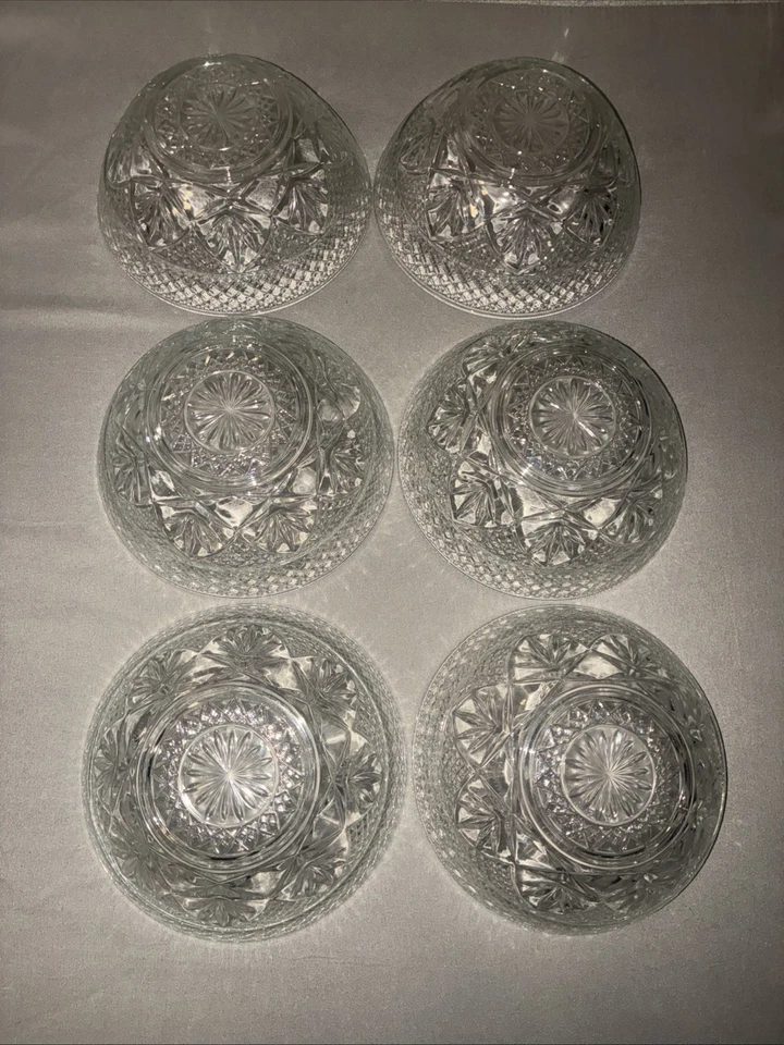 Juego de 6 cuencos de postre Luminarc ANTIGUOS vidrio transparente JG Durand Arcoroc diamante 5 5/8" Foto 3 de 4