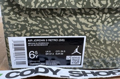 Air Jordan 3 Retro GS Family Affair Olive Kids *EMPTY SHOE BOX ONLY* DM0967-202