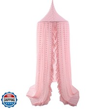 Kids Bed Canopy for Girls, Pink Crib Canopy Princess Hanging Children Canopy