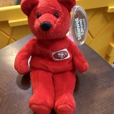 Salvino's Bammers Joe Montana Beanie Baby Style Bear 8" San Francisco 49ers