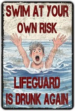 Swimming Pool Warning Sign Aluminum Sign 8x12 Vintage Funny Home Decor
