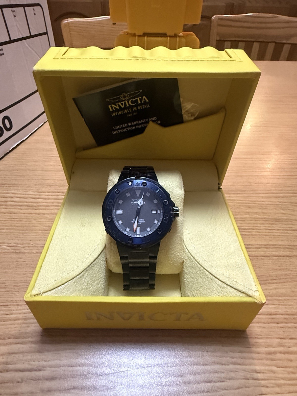 Invicta 24466 Men’s Watch Black Steel Automatic Exhibition Back New With Box