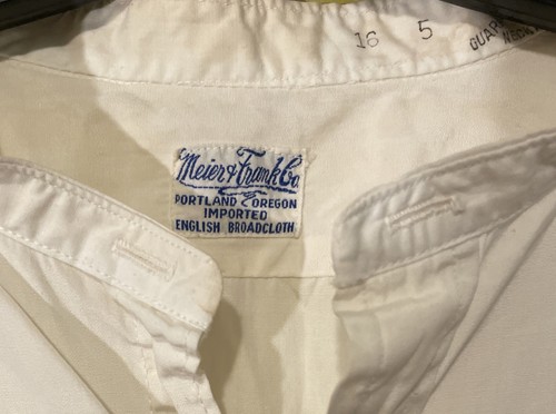 Vtg 1920s French Cuff White Dress Shirt Meier & Frank 16/35 20s