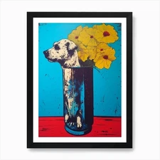 Delphinium With A Cat 3 Pop Art  Ar Framed Wall Art Poster Canvas Print Picture