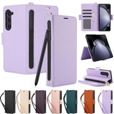For Samsung Galaxy Z Fold 7 6 5 4 3 5G Leather Wallet Case Flip Cover Pen Holder
