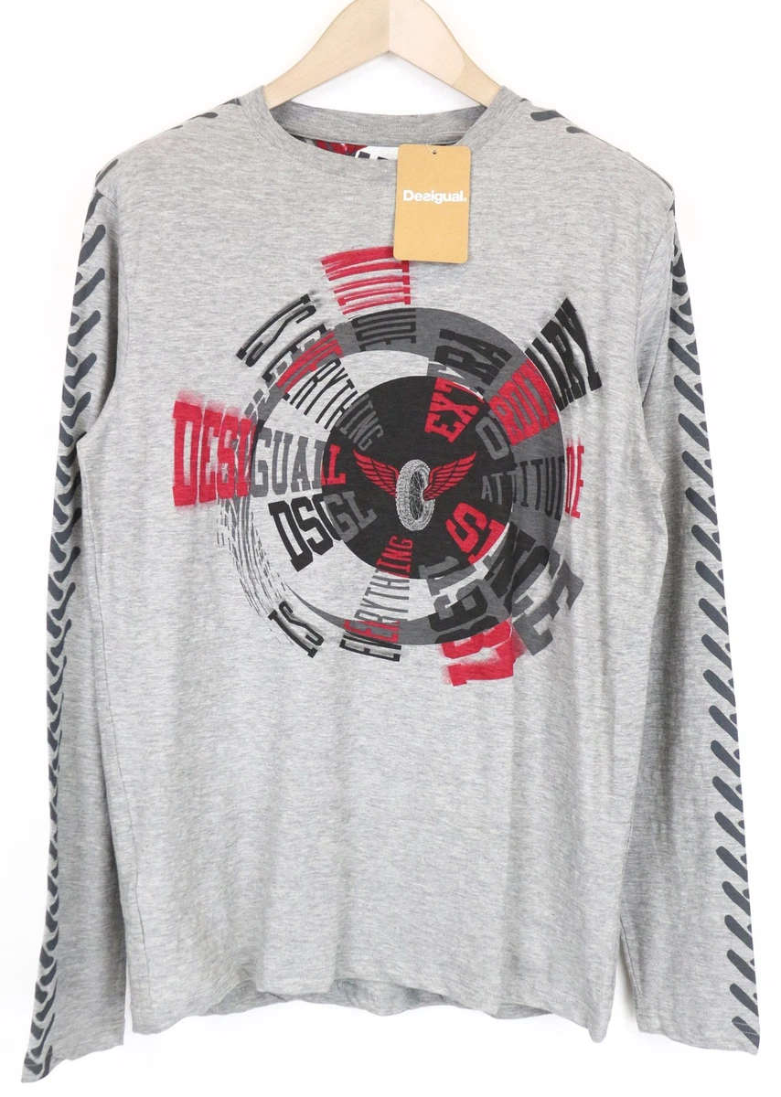 T-shirt Manches Longues Desigual Homme – Taille M – Gris – Très Bon état