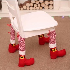 4x Santa Chair Table Leg Covers Christmas Xmas Novelty Home Party Decorations