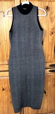 Express Women's Gray Black Herringbone Sleeveless Turtleneck Maxi Dress Size M