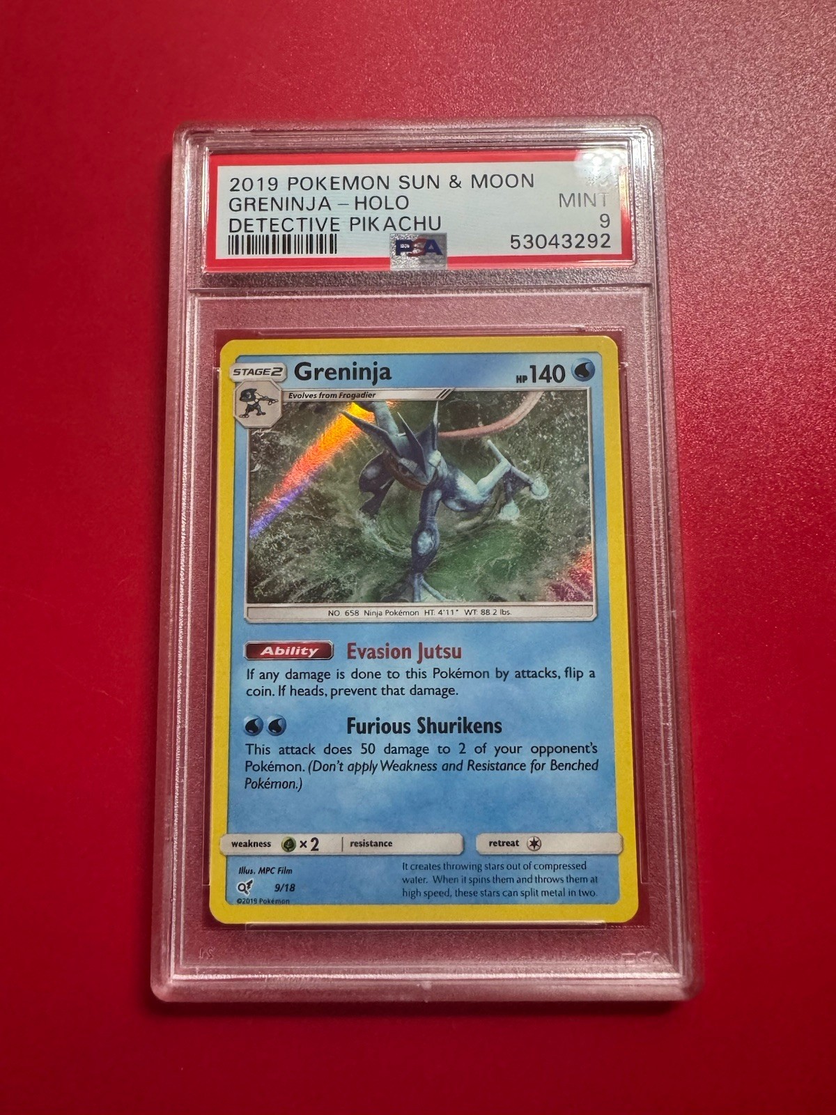 2019 Pokemon Detective Pikachu #9 Greninja Holo PSA 9