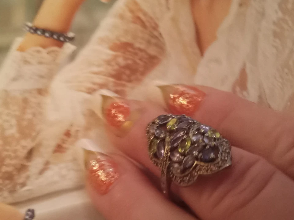 Multi Stone  Beautiful Sparkle Ring 925 Sterling Silver Size 7 - Image 4 of 4