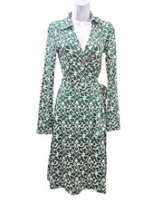Diane von Furstenberg Green Julie Wrap Dress Sz 2