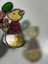 VTG Textured Stained Glass Pooh Bear Balloon Wall Window Hanger Sun Catcher