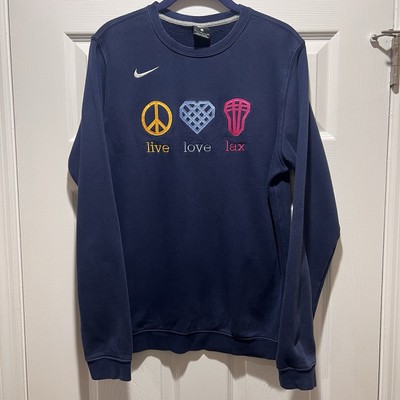 VTG Nike Live Love LAX Lacrosse Blue Yellow Pink Sweatshirt Crew neck Small