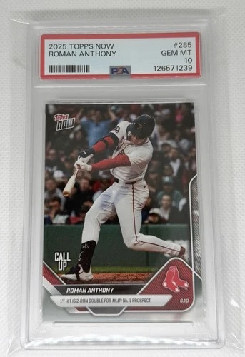 Roman Anthony 2025 Topps Now Red Sox 1st Hit Rookie Card #285 PSA 10 Gem Mint