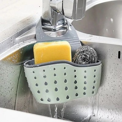 Adjustable Kitchen Sink Holder Drain Basket Sponge Soap Organizer Rack