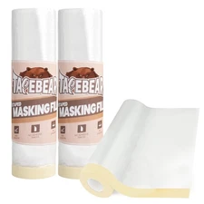 Pre-Taped Masking Film 9feet x 90feet(2600mmx 27m), Plastic Cover for Paintin...