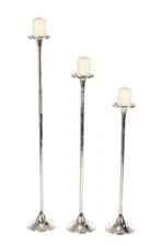 Aluminum Metal Decorative Candle Holder Tall Candle Stand, Set of 3 Candlesti...