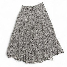 Vintage Y2K Kathie Lee Monochrome Button Up Floral Flowy Maxi Skirt Boho