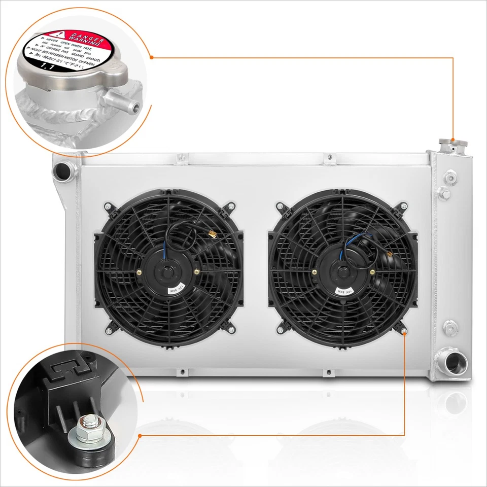 Для 67-72 Chevy/GMC C/K пикап полный алюминиевый 3-рядный радиатор охлаждения с вентилятором плащаница - Изображение 2 из 4
