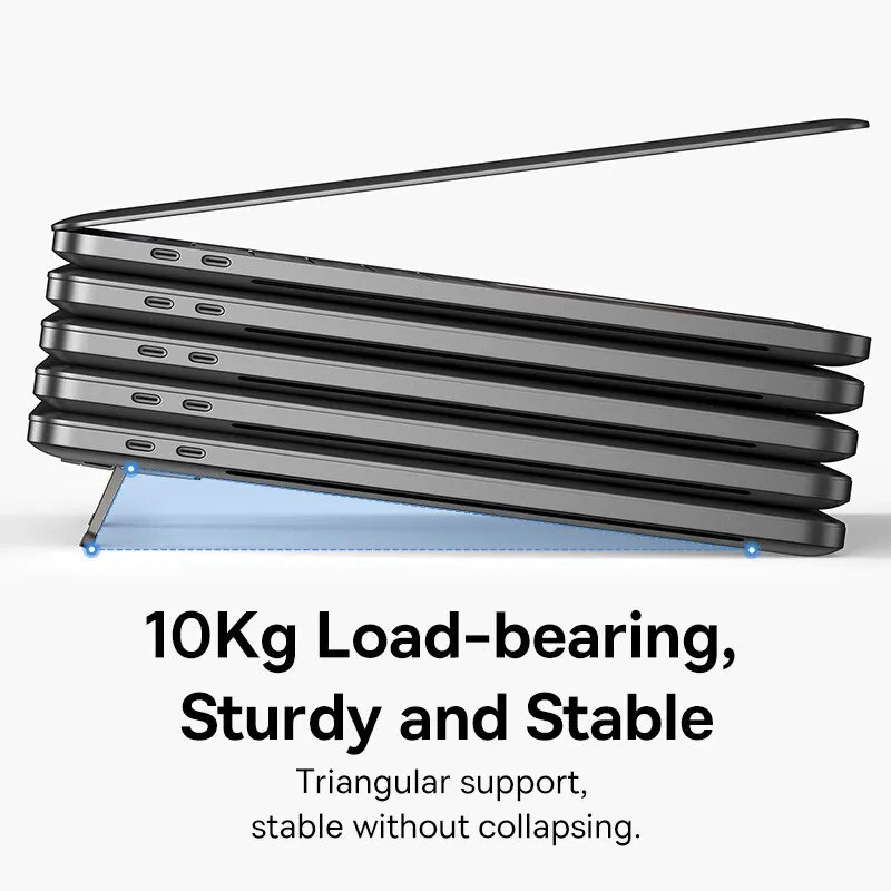 Support PC portable Baseus pliant et réglable en aluminium gris - 3