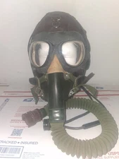 1950's MiG fighter pilot Flight Helmet, Oxygen Mask, Goggles, Mic., Wired, EXC.