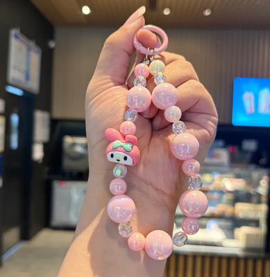 Glossy Sanrio, Kuromi, Melody & Cinnamon Roll Beaded Phone Charm