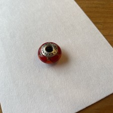 Vintage Pandora ALE 925 Sterling Silver Red Murano Glass Hearts Charm