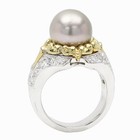 18k Tahitian Pearl Ring Vintage diamond Ring G-VS size 6 — photo 1