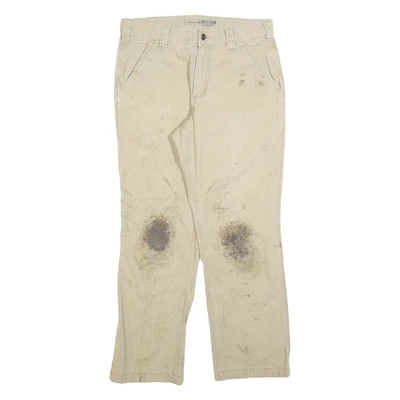 CARHARTT Homme Coton Mélange Beige Décontractée Droit Pantalon W32 L30 Workwear - Photo 1/4
