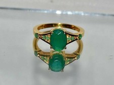 Art Deco Antique 1.70 Ct Natural Green Emerald Vintage Ring 14K Yellow Gold FN