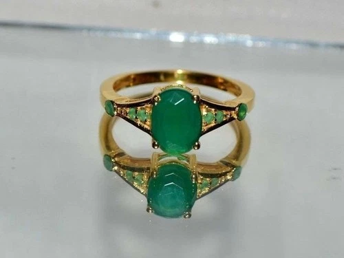 Art Deco Antique 1.70 Ct Natural Green Emerald Vintage Ring 14K Yellow Gold FN