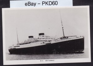 M.V. BRITANNIC WHITE STAR LINE - REAL PHOTO POSTCARD - RPPC