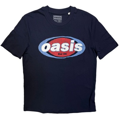 Oasis T-Shirt: Elliptical Logo (Navy Blue) (Ex-Tour) OFFICIAL NEU