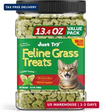 Just Try Cat Grass Treats for Indoor Cats Hairball Control 13.4 OZ