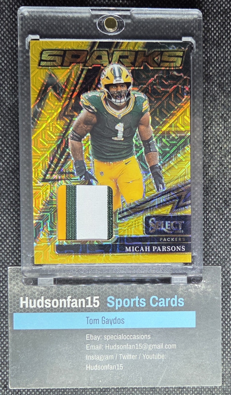 Micah Parsons 2025 Panini Select Sparks Patch Gold Prizm 5/10 Green Bay Packers