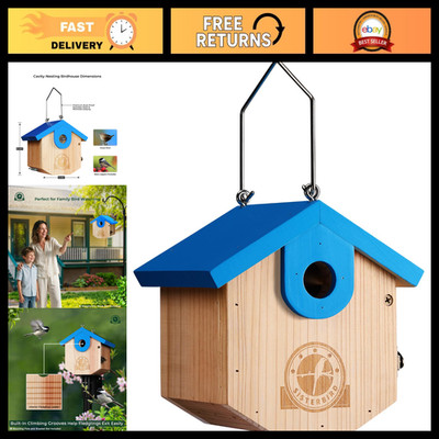 Outdoor Bird House - Cozy Wren Nesting Box, Perfect Gift for Bird Lovers, Blue