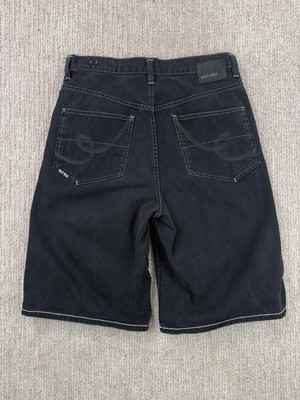 Vintage Ecko Unltd Denim Shorts Mens 32 Black Baggy Fit Embroidered Y2K
