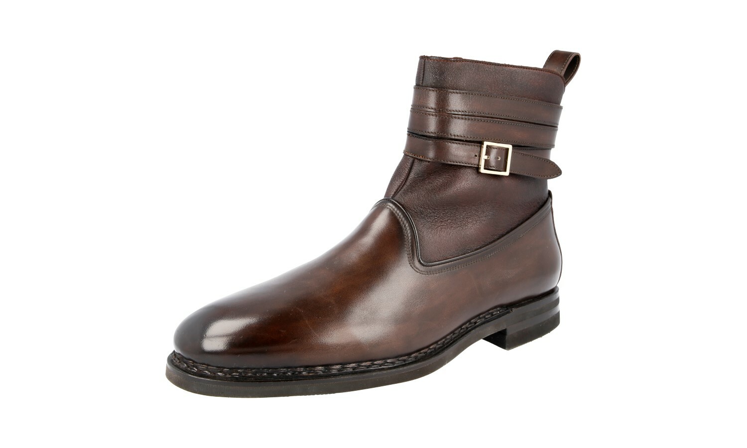 SANTONI Leather RABBIT FUR Velatura Ankle Boots Shoes Goodyear - 8.5 42.5
