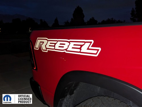 2019-2025 Ram 1500 Rebel Bed Graphics Text Stickers Bed Rear Reflective Vinyl - Picture 6 of 8