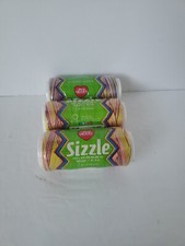 Red Heart Sizzle Neon Mix Nylon Macrame Crochet Cord Thread Set of 3