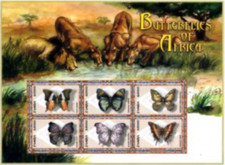 Zambia #Mi1115-Mi1120 MNH M/S 2000 Butterflies Lions 863