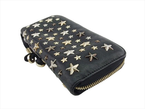 JIMMY CHOO Long Wallet Studs Leather Authentic USED G1685 - Picture 4 of 10